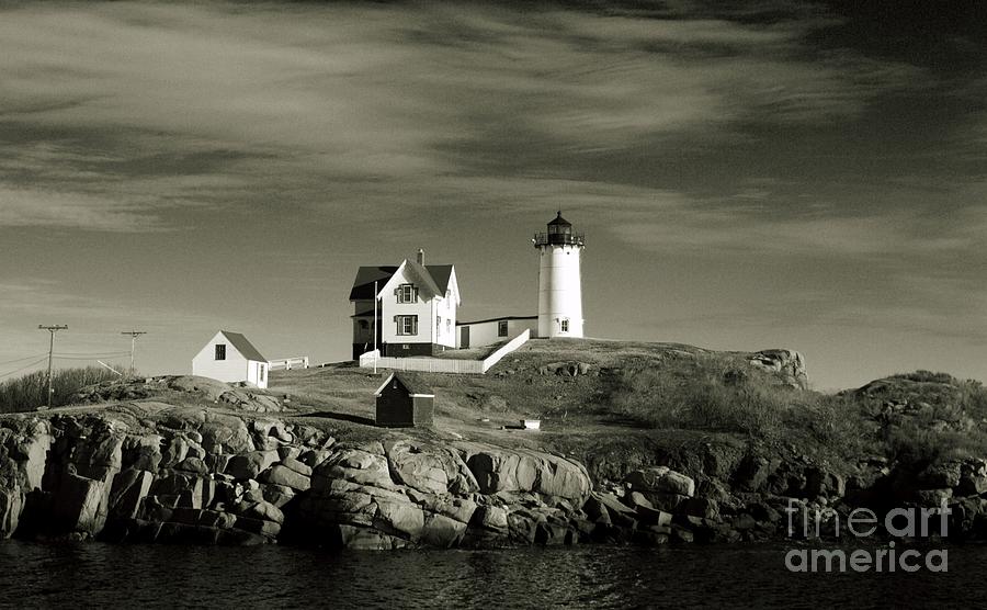 Black and White Lighthouse Photograph by Eunice Miller
