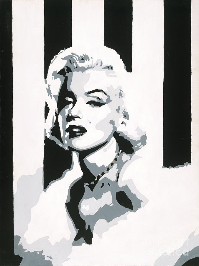 Black and White Marilyn Painting by Ashley Lane