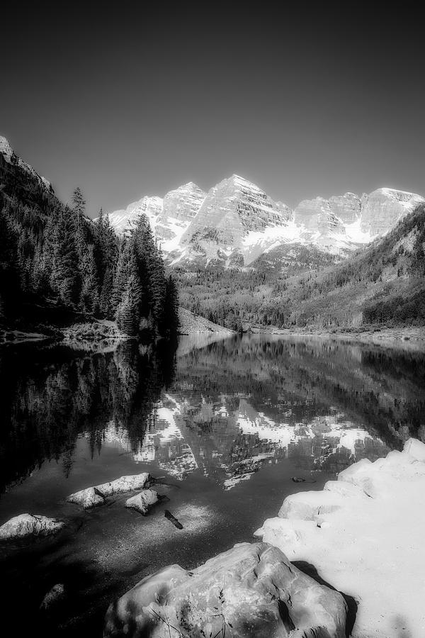 Black and White-Maroon Bells Photograph by Stan Crane - Pixels