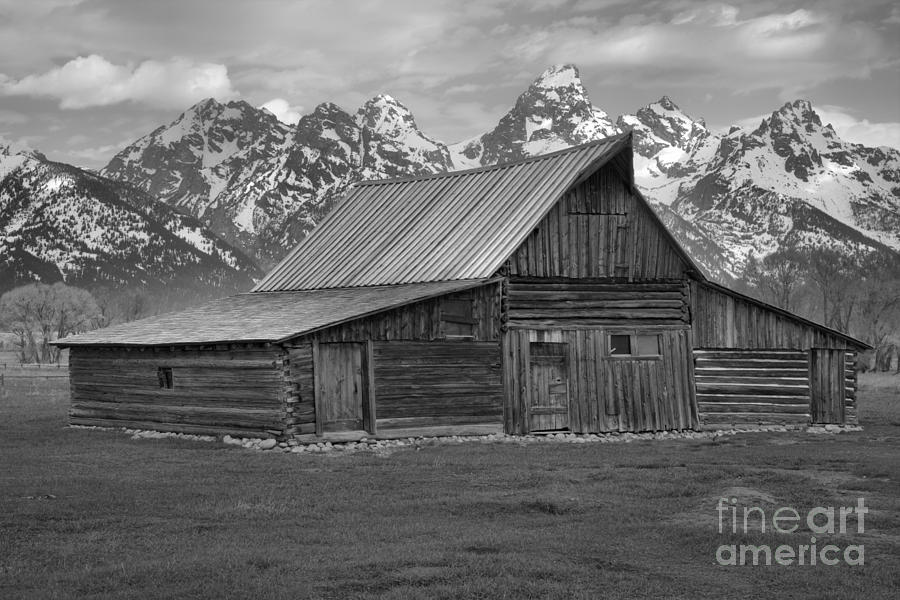 Black And White Mormon Row Barn Photograph by Adam Jewell