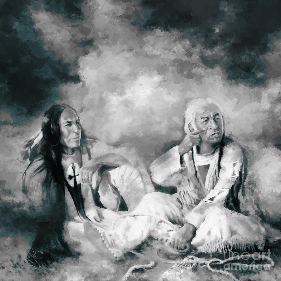 Black and white Native art  Painting by Gull G