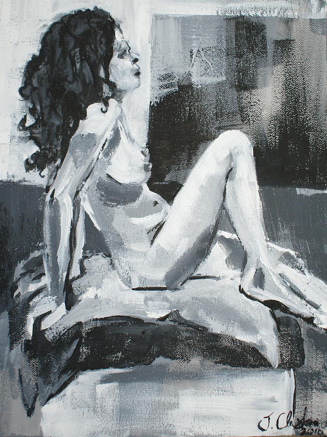 Black and white nude Painting by Joanne Claxton
