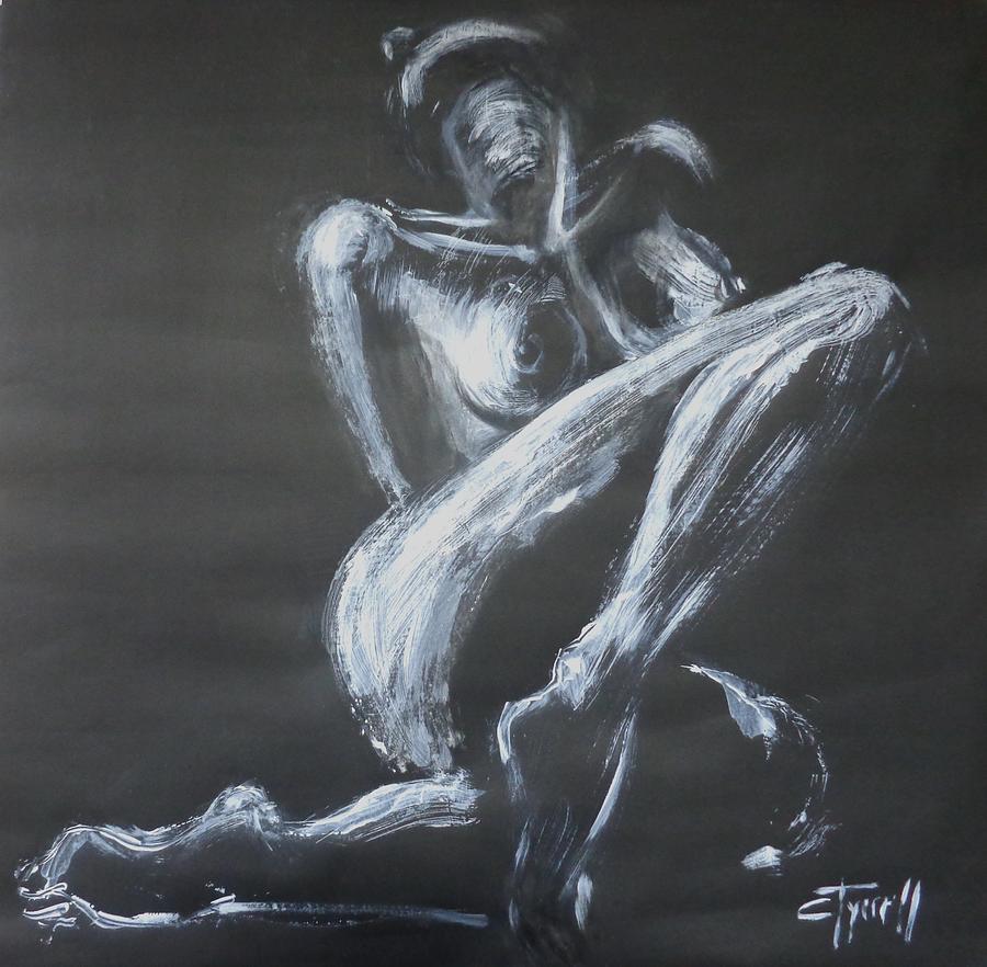 Black And White Nude Posture Painting by Carmen Tyrrell