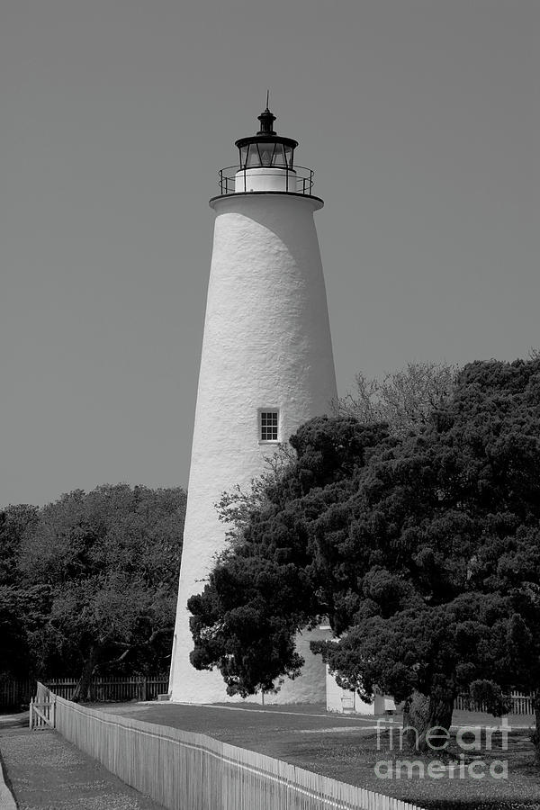 Black and White Ocracoke Lighthouse Photograph by Jill Lang