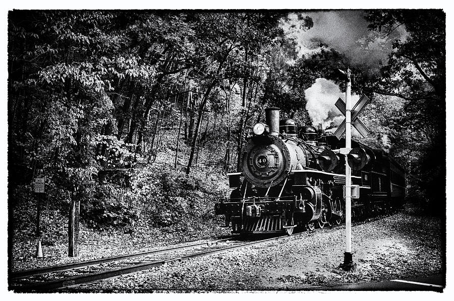 Black and white of Essex steam train Photograph by Jeff Folger