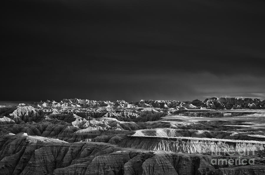 Black And White Of The Badlands National Park In South Dakota Photograph
