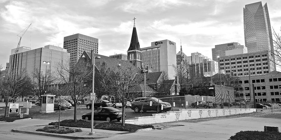 Black and White OKC Pano Photograph by Frozen in Time Fine Art Photography
