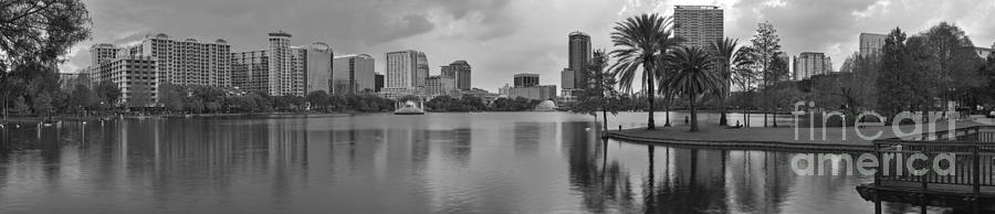Black And White Orlando Florida Skyline Photograph by Adam Jewell