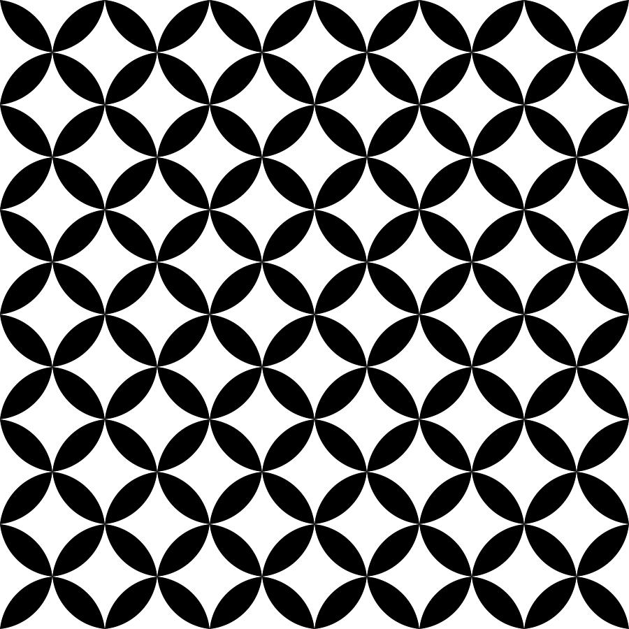 Black and white overlapping circles. Abstract retro design seamless pattern. Simple vector geometrical background Digital Art by Petr Polak | Pixels