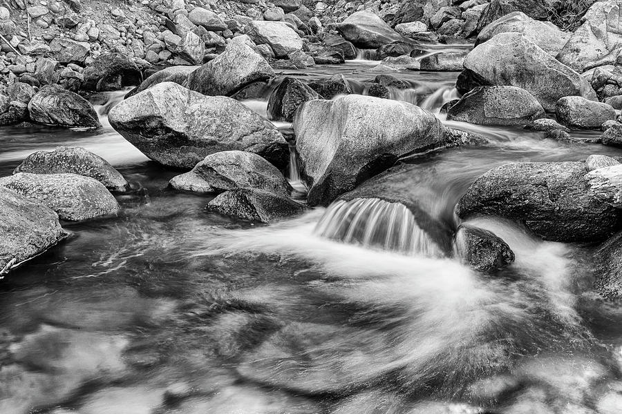 Black And White Peaceful Stream Photograph