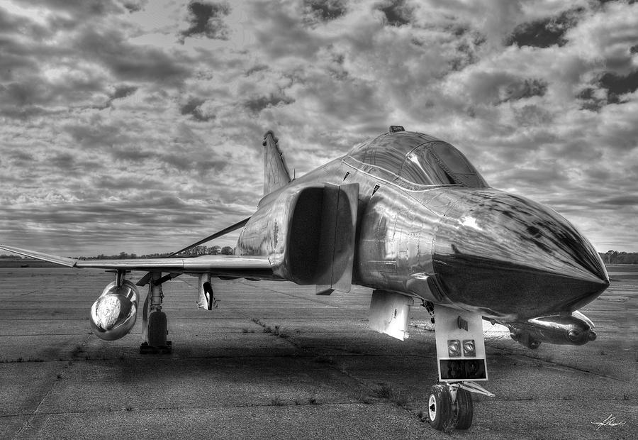 Jet Photograph - Black and White Phantom by Phil And Karen Rispin