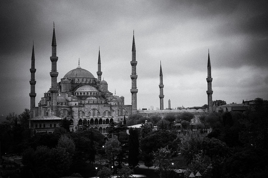 Black And White Photo Of Sultanahmet Blue Mosque Photograph By Nickolay 