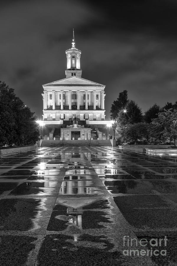 Black And White Photography Print Of The State Capital Building Of Nashville Tennessee Photograph