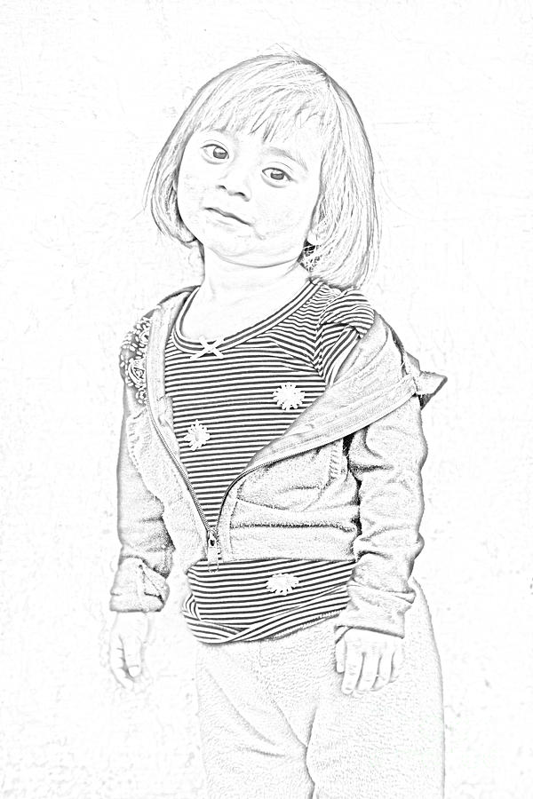 Black and White Pixie Digital Art by Kathy McClure