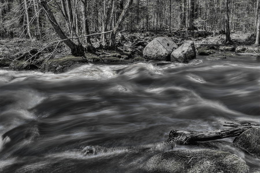 Black and White Prairie River Rapids Photograph by Dale Kauzlaric