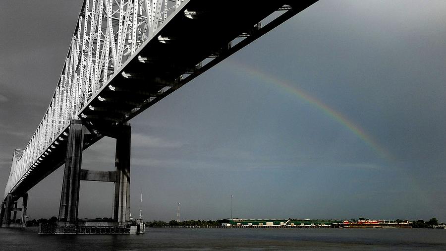 New Orleans Black And White Rainbow Transition Of The Crescent City Connection Photograph
