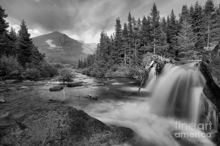 Black And White Red Rock Falls Photograph by Adam Jewell
