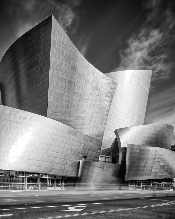 Black and White Rendition of the Walt Disney Concert Hall - Downtown Los Angeles California Photograph by Silvio Ligutti