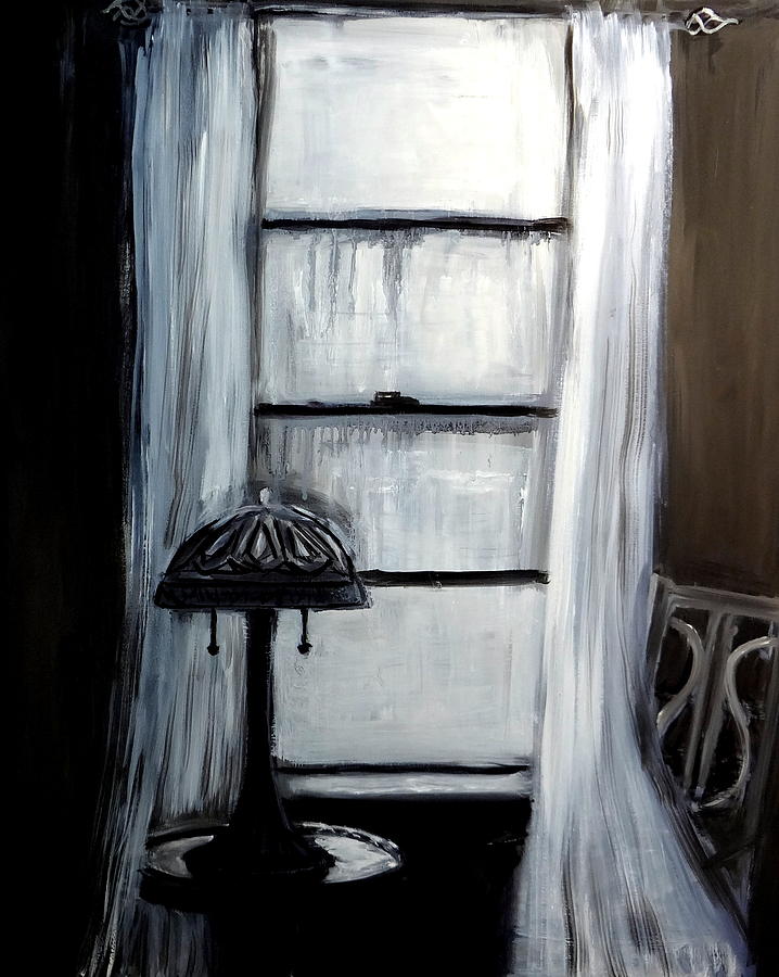 Black and White Room Scene Painting by Katy Hawk