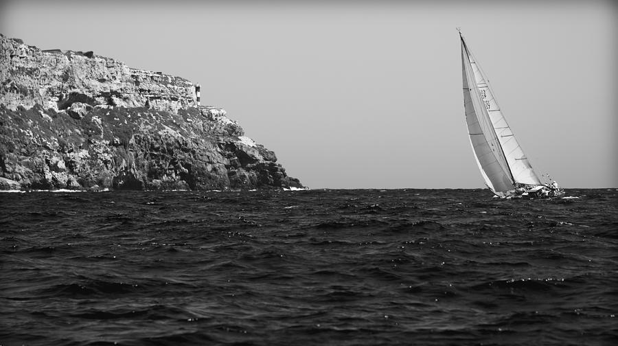 Black and white sailing by mediterranean Photograph by Pedro Cardona Llambias