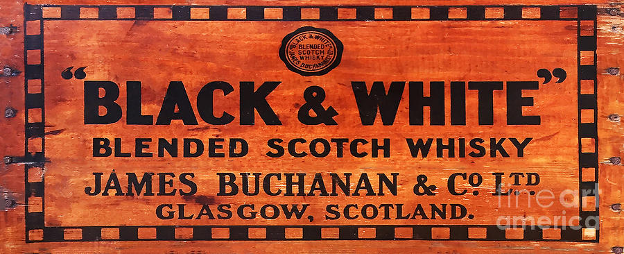Black and White Scotch Whiskey Wood Sign Photograph by Jon Neidert