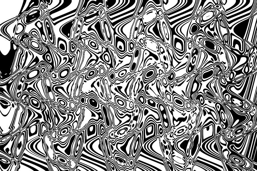 Black And White Scramble Abstract Digital Art by Tom Janca