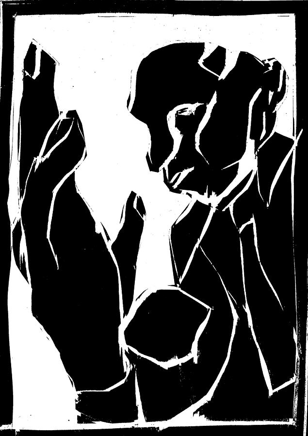 Black and White series - Man and hand Digital Art by Edgeworth Johnstone