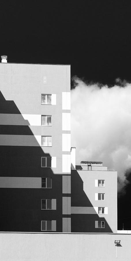 Black and White Shadows n Modern Housing Blocks Photograph by John Williams
