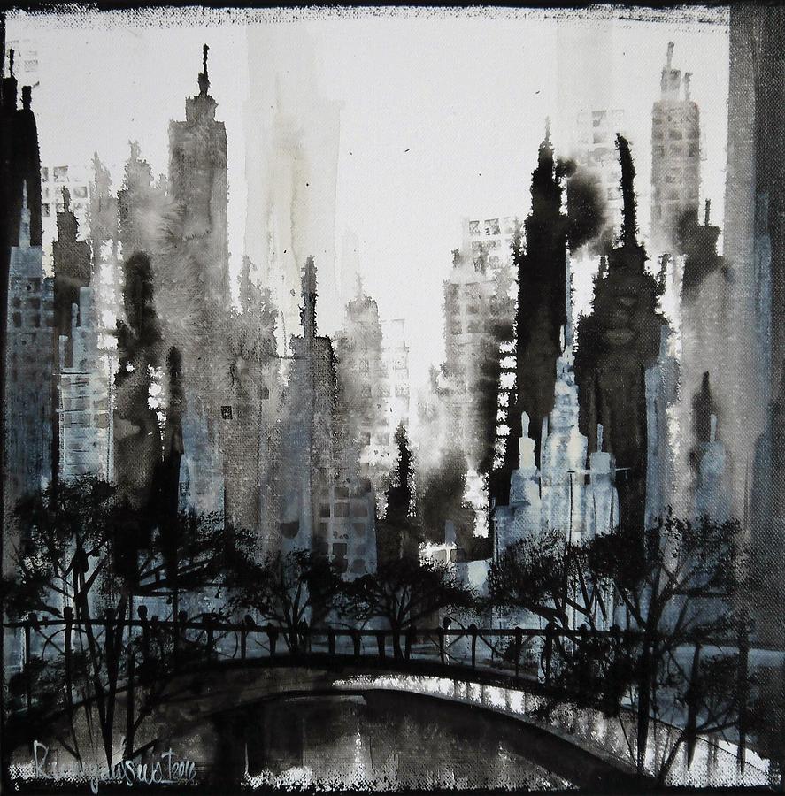 Black And White Skyline 2 Painting