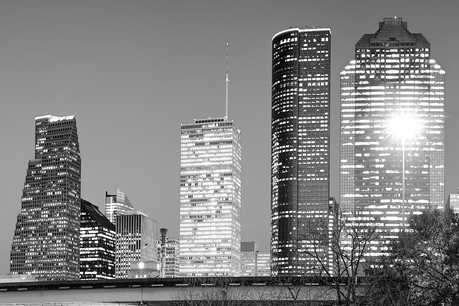 Houston Photograph - Black and White Skyline of Houston  by Gregory Ballos