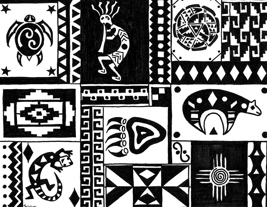Black and White Southwest Sampler Painting by Susie WEBER