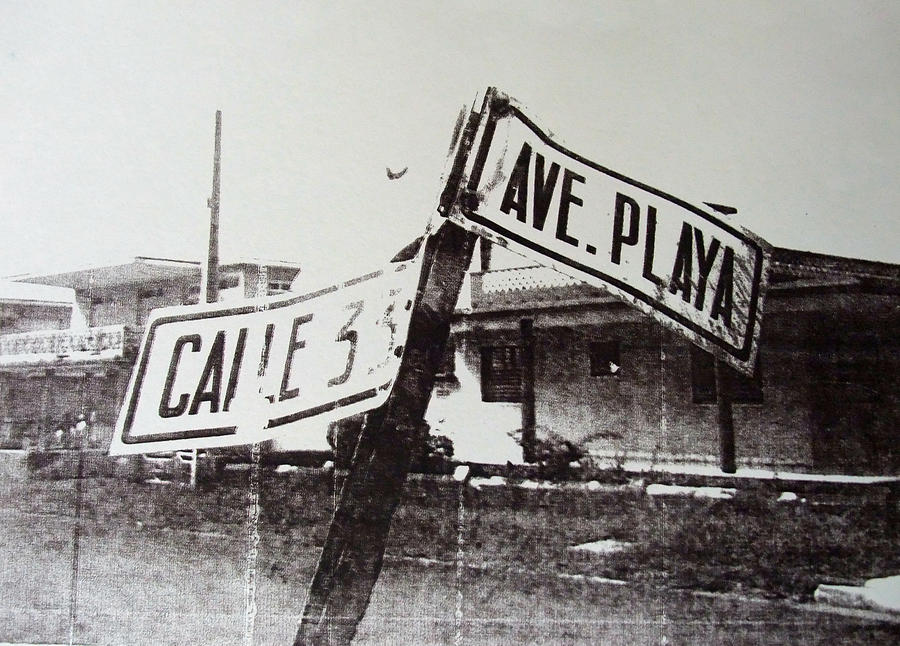 Black and white street sign Painting by David Studwell
