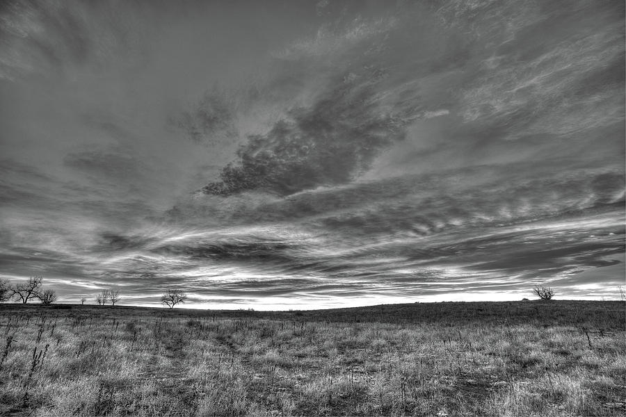 Black and White Sunrise on the Plains Photograph by Tony Hake