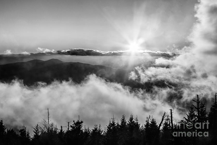 mountain sunset clipart black and white