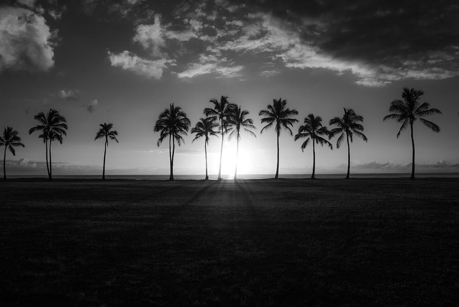 black and white sunset photography