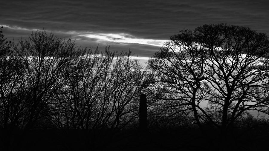 Black And White Sunset Silhouette Photograph by Mark Wellburn