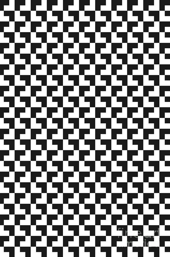 Black and White Tessellation Illustration Digital Art by PIPA Fine Art