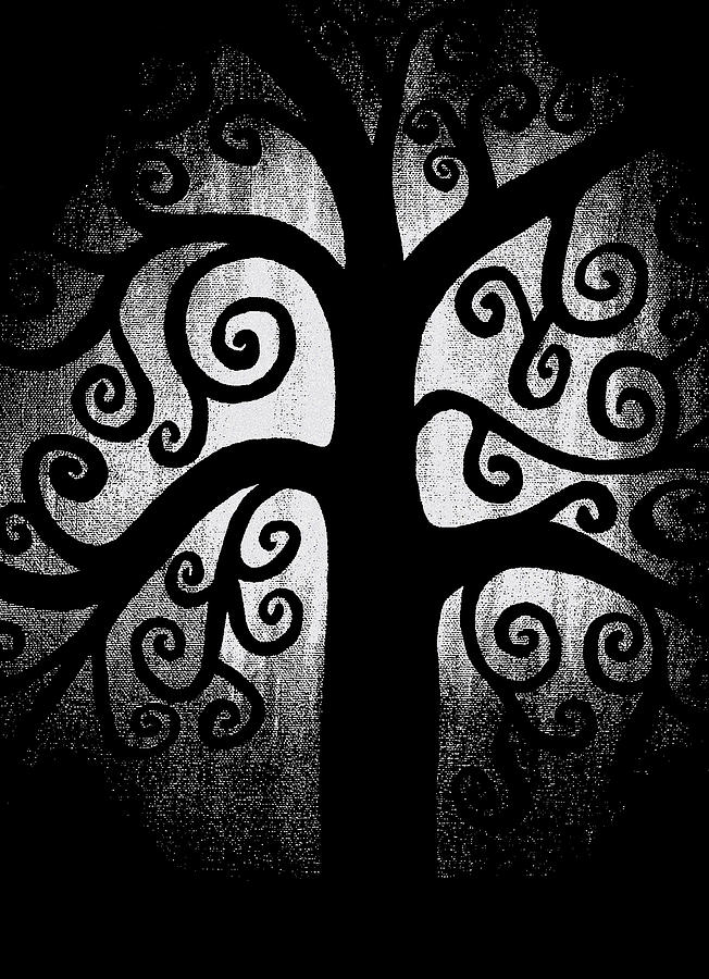 Black and White Tree Painting by Angelina Tamez