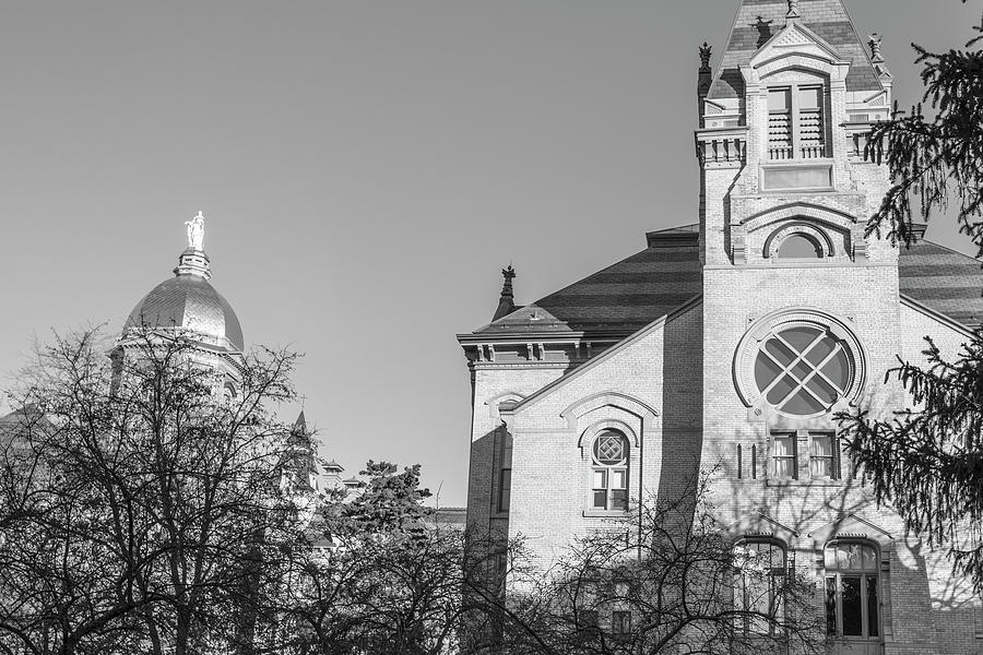 Black and White University of Notre Dame  Photograph by John McGraw