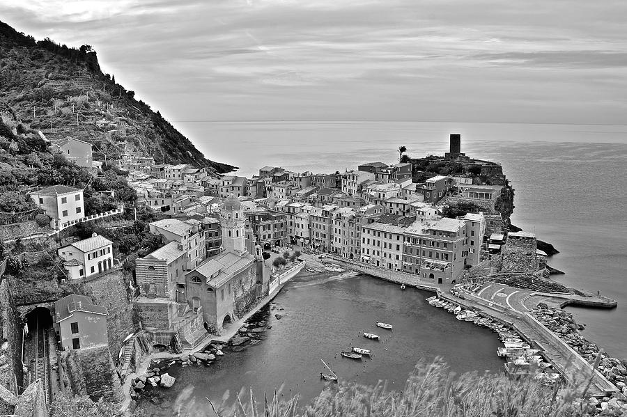 Black and White Vernazza Photograph by Frozen in Time Fine Art Photography