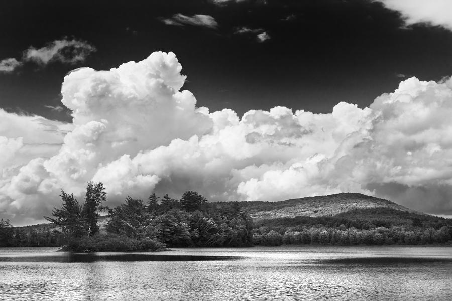 Black And white Vienna Maine Flying Pond With Storm Clouds Fine Art Print Photograph by Keith Webber Jr