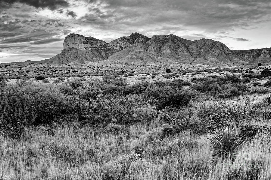 Black And White View Of El Capitan And Guadalupe Peak - Guadalupe Mountains National Park West Texas Photograph
