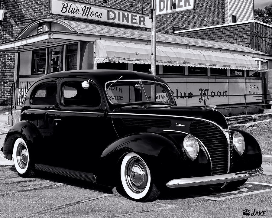 Black and White Vintage Ford Sedan Street Rod Photograph by Jake Steele