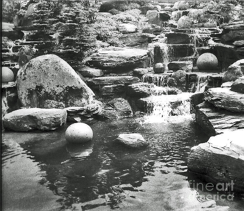 Black And White Waterfall With Balls Of Stone  Photograph by David Frederick