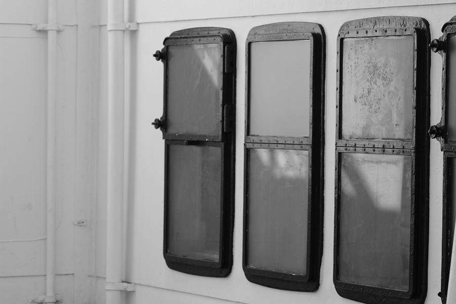 Black And White Windows On Deck Photograph