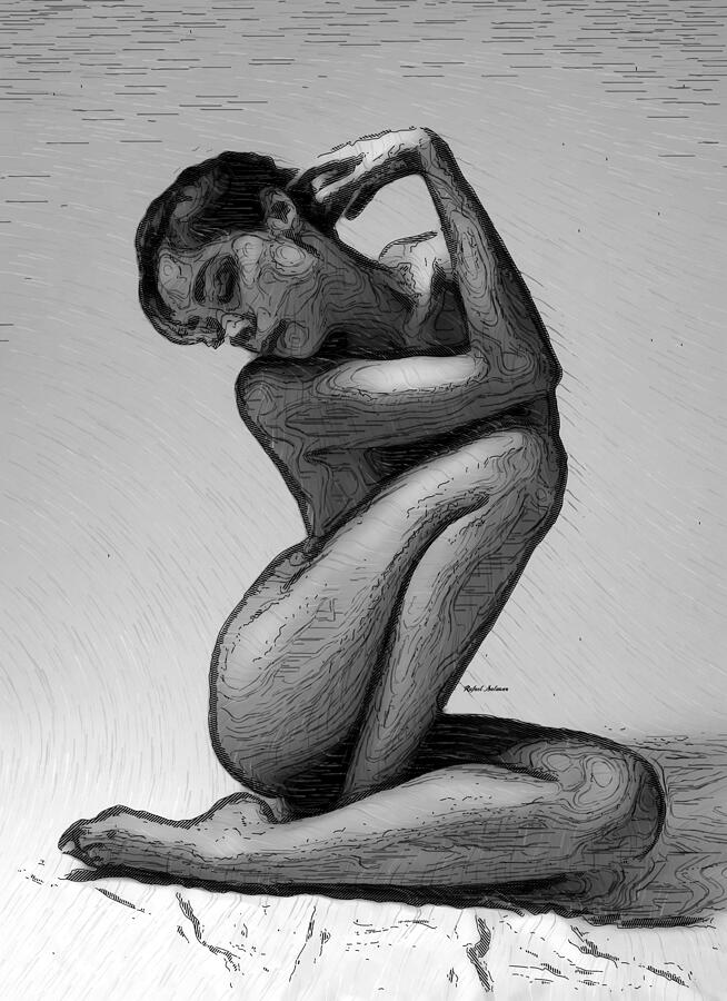 Black and White Woman Sketch Digital Art by Rafael Salazar