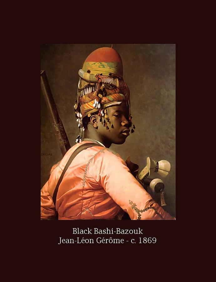black bashi bazouk young boy portrait on canvas Oil painting Jean-Léon Gérôme 