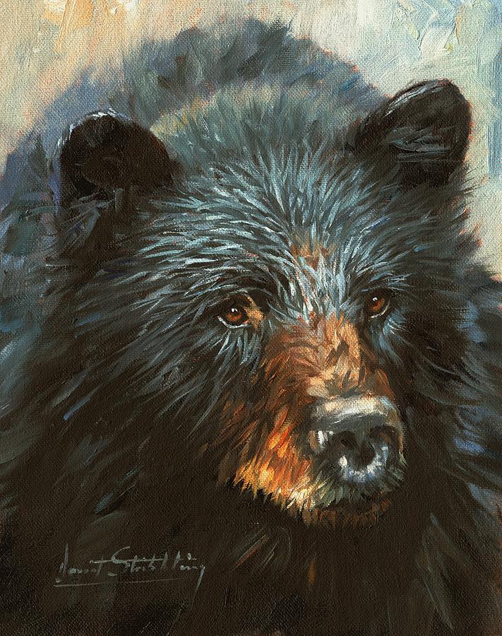 Black Bear Painting by David Stribbling