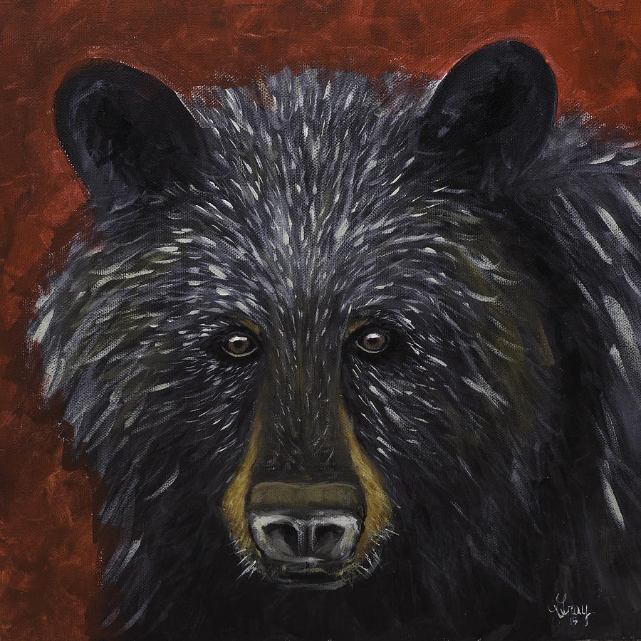 Black Bear Portrait Original Acylic Painting  Painting by Gray  Artus