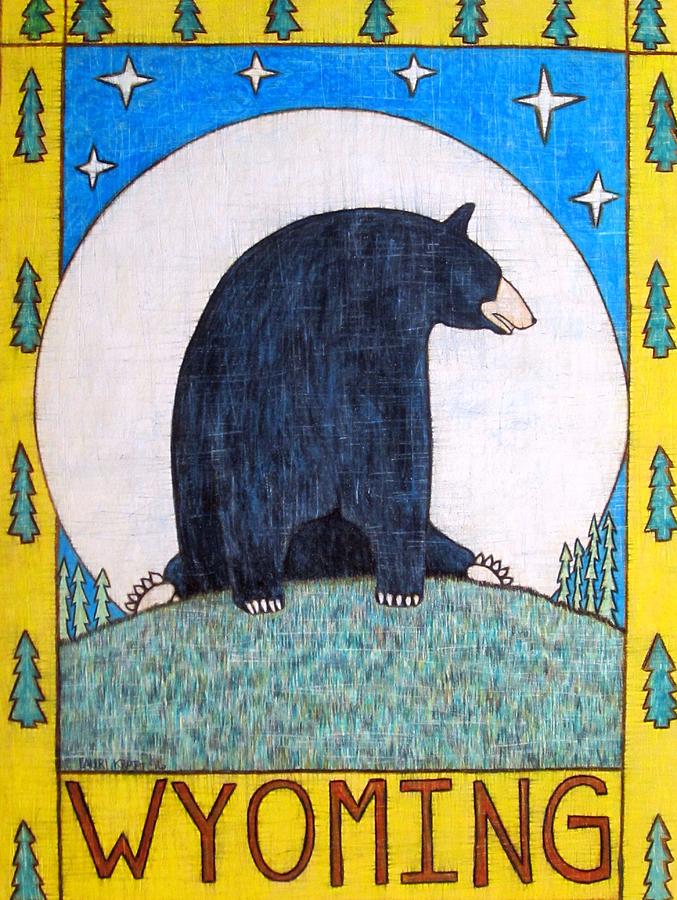 Black Bear Wyoming Folk Art Painting by Lauri Kraft - Fine Art America